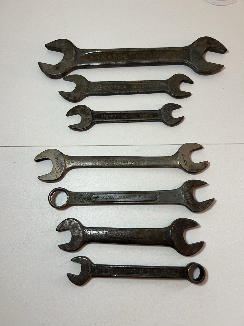 Lot Of 7 All Vintage Made In USA Open Ended Wrenches Tool Steal